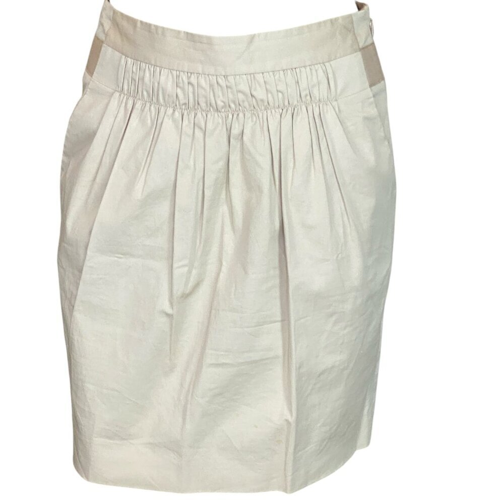 Banana Republic Cotton Smocked Waist Pocket Skirt Sz 4P Light Khaki-Beige #349C